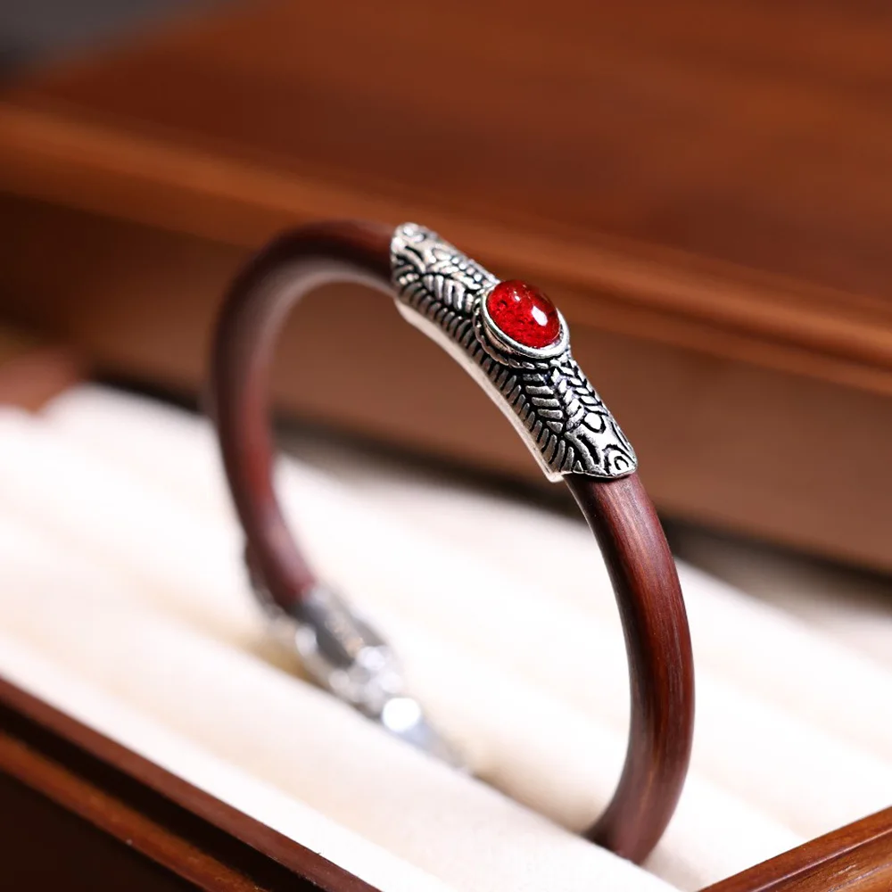 Tibetan Natural Wild Shannan Knotless Chicken Blood Vine Bracelet