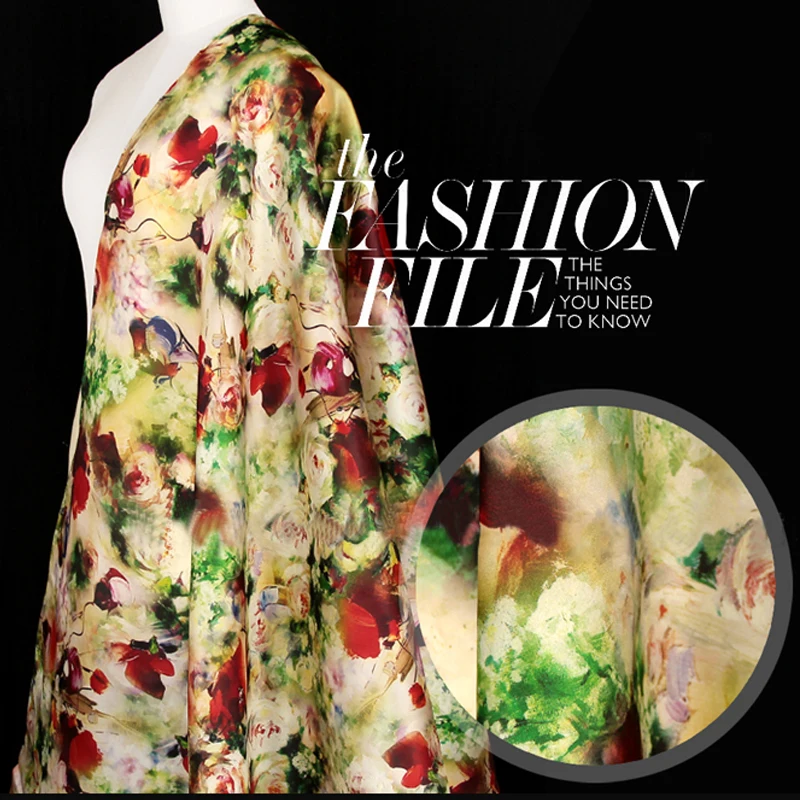 
 Ткани из 100% натурального шелка с цифровым принтом и цветочным узором на заказ  