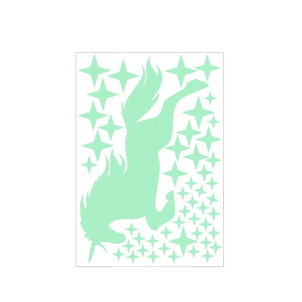 Everyglow, зеленый цвет, светящийся в темноте, единорог, настенные наклейки для украшения помещений