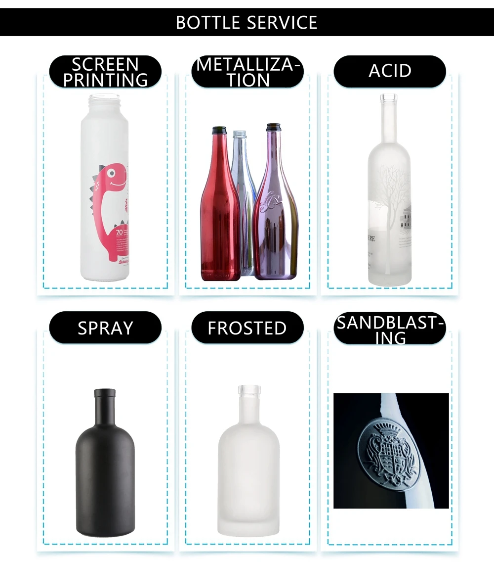 Nocturne Spirit Glass Bottles for Liquor 50ml 100ml 350ml 375ml 700ml Sizes with Screw Sealing and Cork