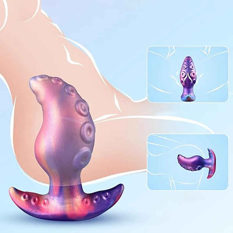 Silicone Anal Plug, Monster Tentacle Dildo Knot Silicone Anal Plug Large  Buttplug with Safe T-Base, Sex Toys for Men & Women