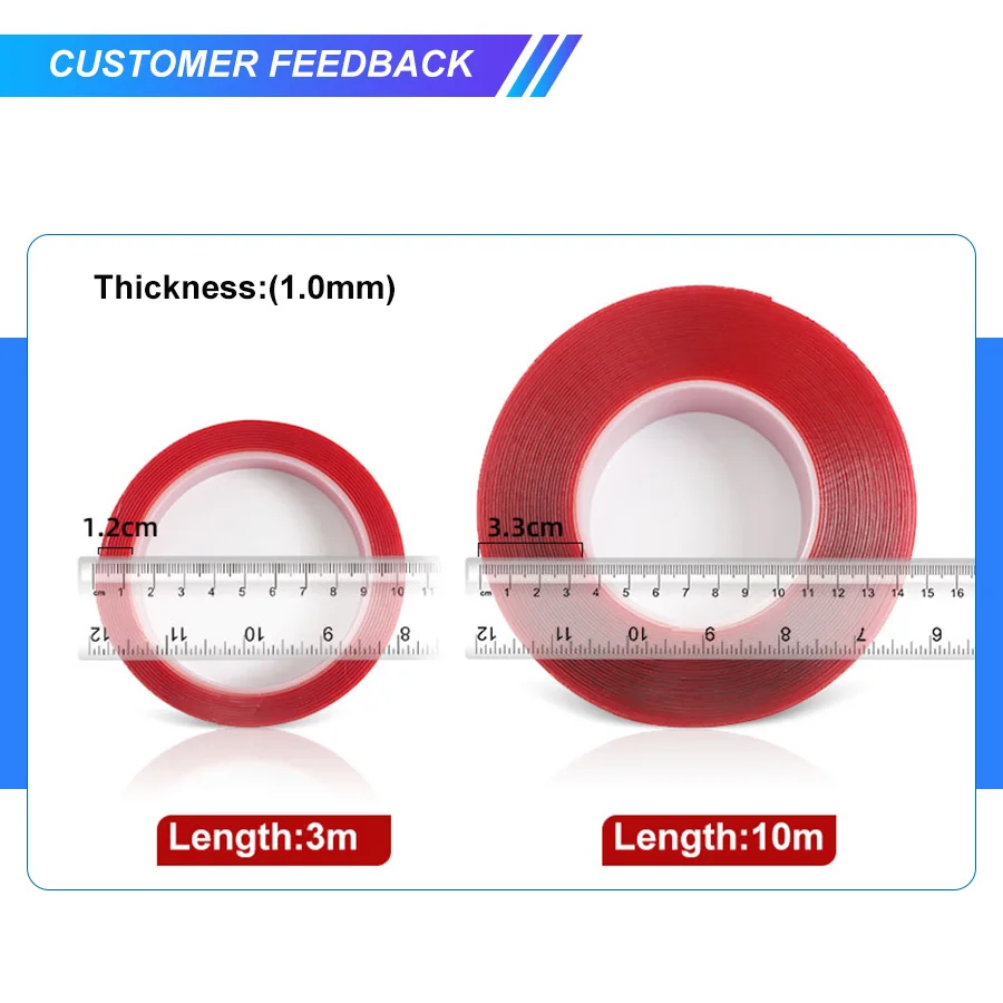 Синий/красный/белый/черный вкладыш прозрачная пенная лента водонепроницаемая клейкая Акриловая