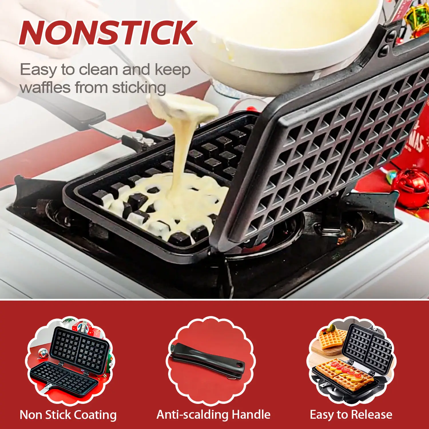 Mini Double Cast Iron Grill Pan Baking Waffle Maker Small Toaster Double  Frying Pan