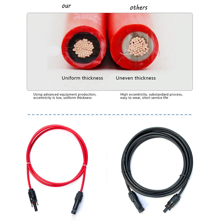 Connecteur de Terminal de batterie de panneau solaire PV, câble d'extension d'énergie cc, câble solaire 6 mm2 4 mm2