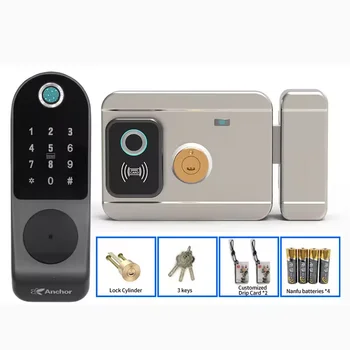 Waterproof Tuya Wifi App Smart Door Lock Biometric Lock Fingerprint Door Lock for Home Hotel Memory Card with Bluetooth