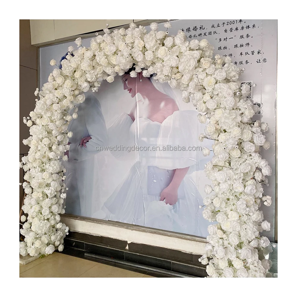 Fiori Finti Per Matrimonio - 2 Decorazioni Ad Arco Rosa Per Cerimonia - Foto 13