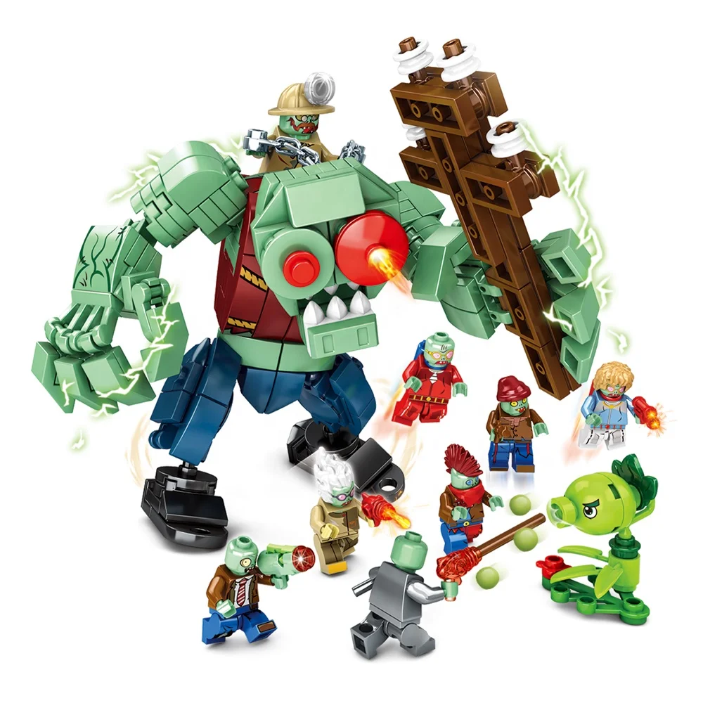 Plants Vs Zombies Building Block Figures 8 in 1 Set Popular Tower Defense Game Small Size Plastic Blocks Toys for Kids Gift