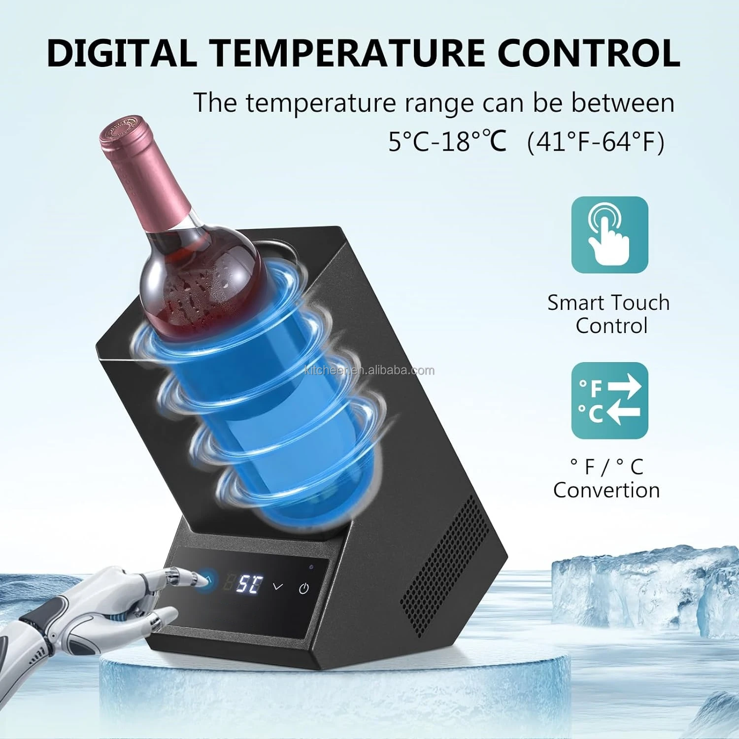 Temperaturbereich 5-18°c/41-64°f Eisfreier Elektrischer Einflaschen-weinkühler Passend Für Die Meisten Flaschen