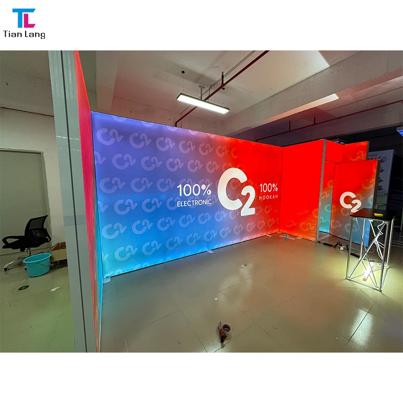 מגש נייד מאלומיניום 3X6 לתצוגת תערוכות וסטנדרטים מסחריים עם תאורה