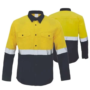 Customized Reflective T-shirt Welding Engineering Industrial Mining Workwear Long Sleeve Hi-vis Safety Work Shirt With Reflector