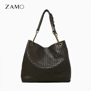 Custom Wholesale 2026 New Vintage Luxury Large Capacity Tote Hand Bags Women Woven Genuine Leather Handbags for Ladies