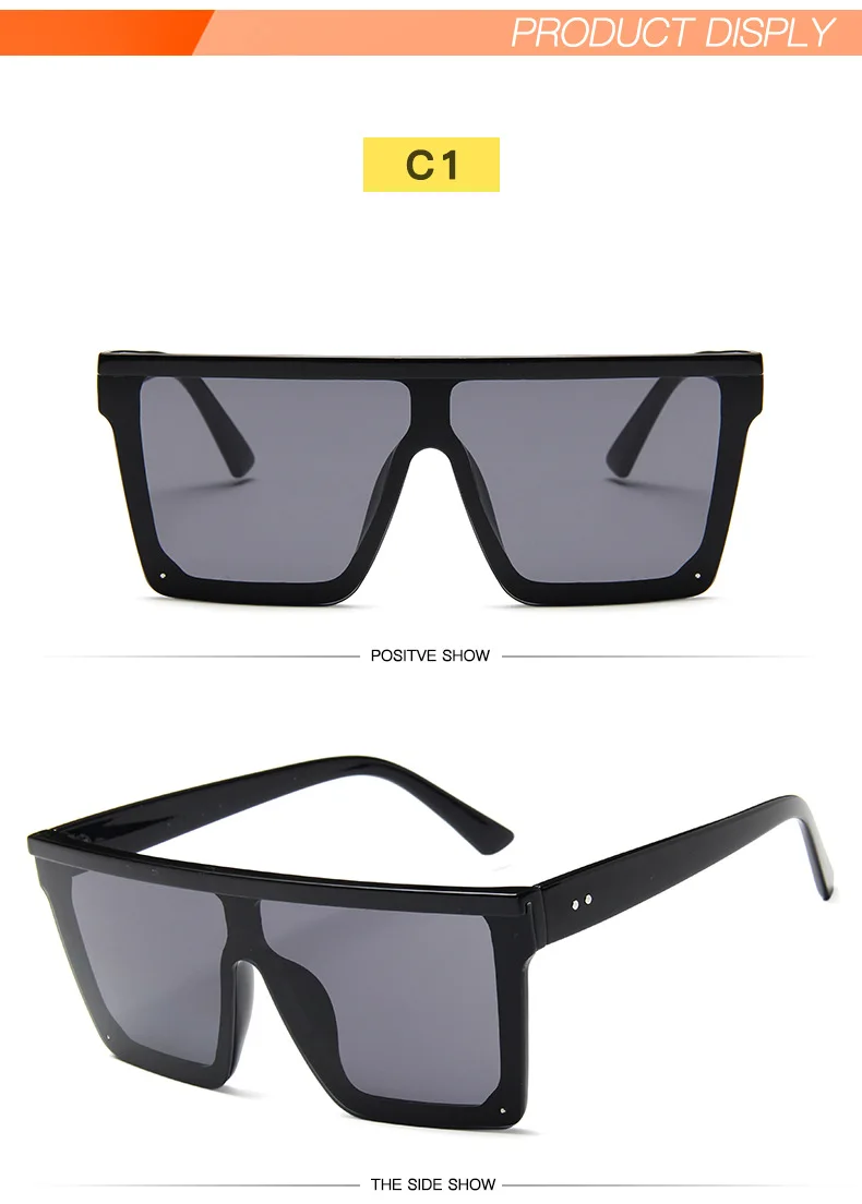 Oversized Shades Sunglasses Men Black Fashion Square Sun Glasses Mirror ...
