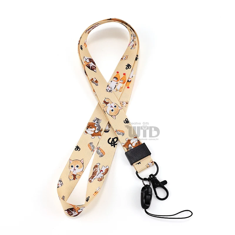 product personalized polyester lanyard with metal clip plastic for buckle hook accessory colorful neck straps for id card badge holder-8