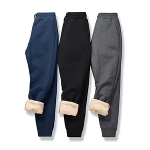 Heavyweight Thickened Lamb Woolen Pants for Men and Women Warm Elastic Waist Plus Size Fleece Sports Casual Long Pants
