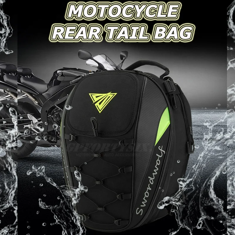 Large Capacity Motorcycle Riding Bag Waterproof Rainproof Motorcycle Rear  Seat Bag Motorcycle Backpack Multi-functional Tail Bag