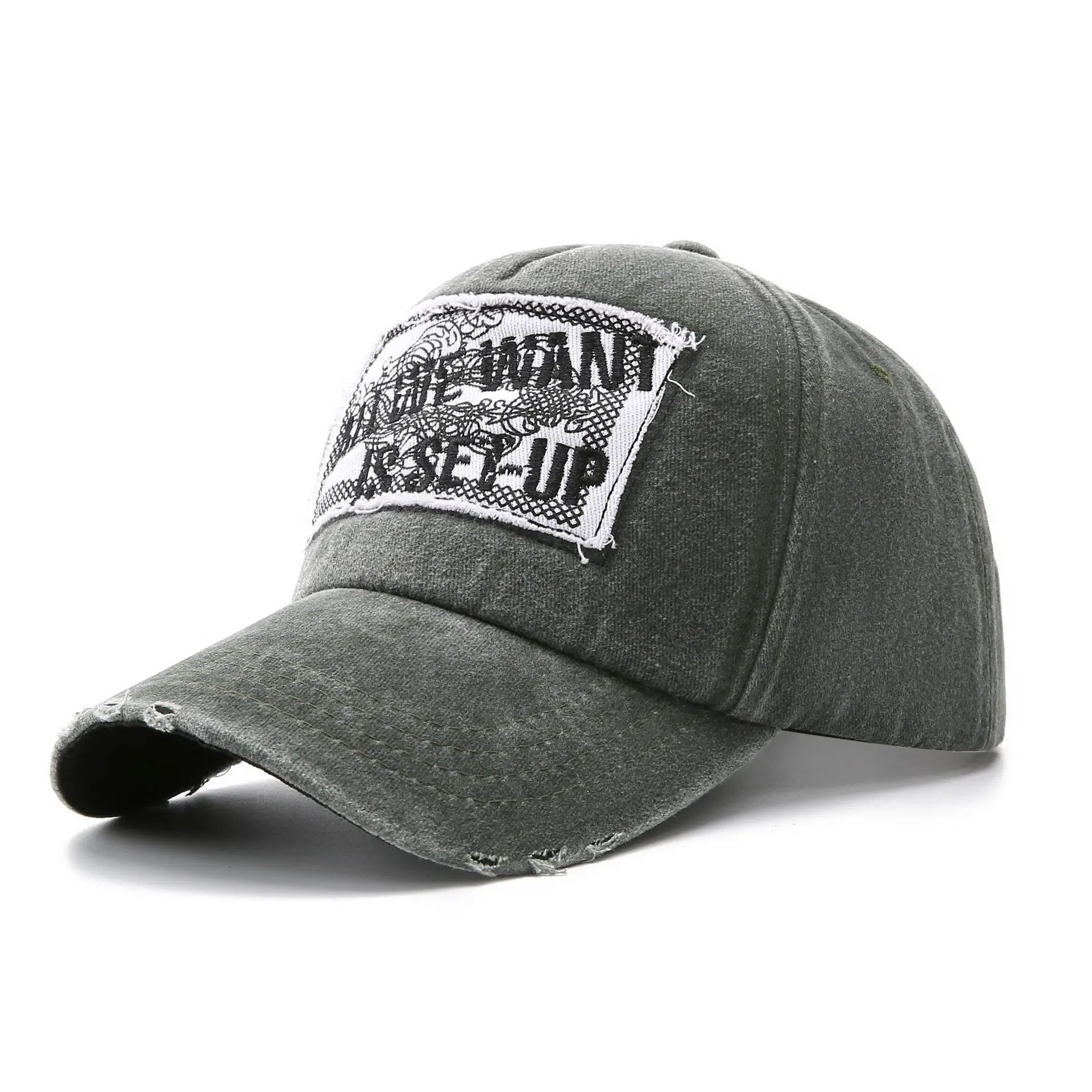 Custom Distressed Vintage Embroidered Patch Hat Washed Retro 