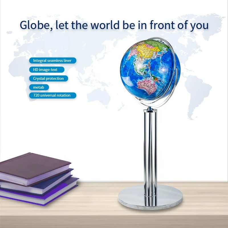 Seeball 100 cm four-column vertical bright chrome universal globe resin mover table globes