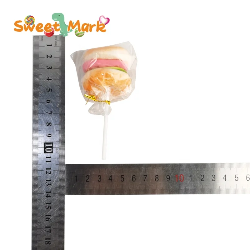 Burger Shape Soft Marshmallows Lollipop Cute Sweet Cotton Candy Stick
