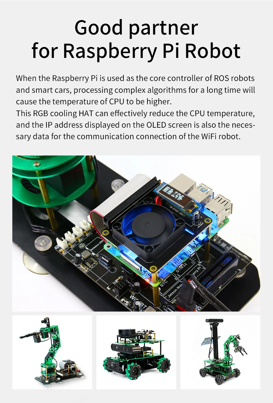 Yahboom Selfdesigned Raspberry Pi Rgb Cooling Hat With Adjustable Fan