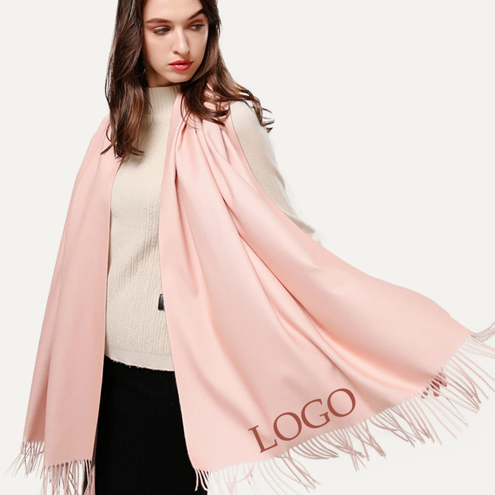 Pink Soft Plain Cashmere Blend Large Unisex Winter Warm Scarf Shawl