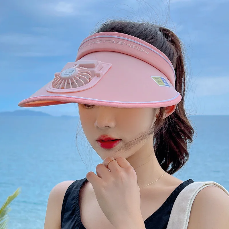 Upf 50+ Summer Sun Protection Visor Fashion Usb Rechargeable Fan Cap ...