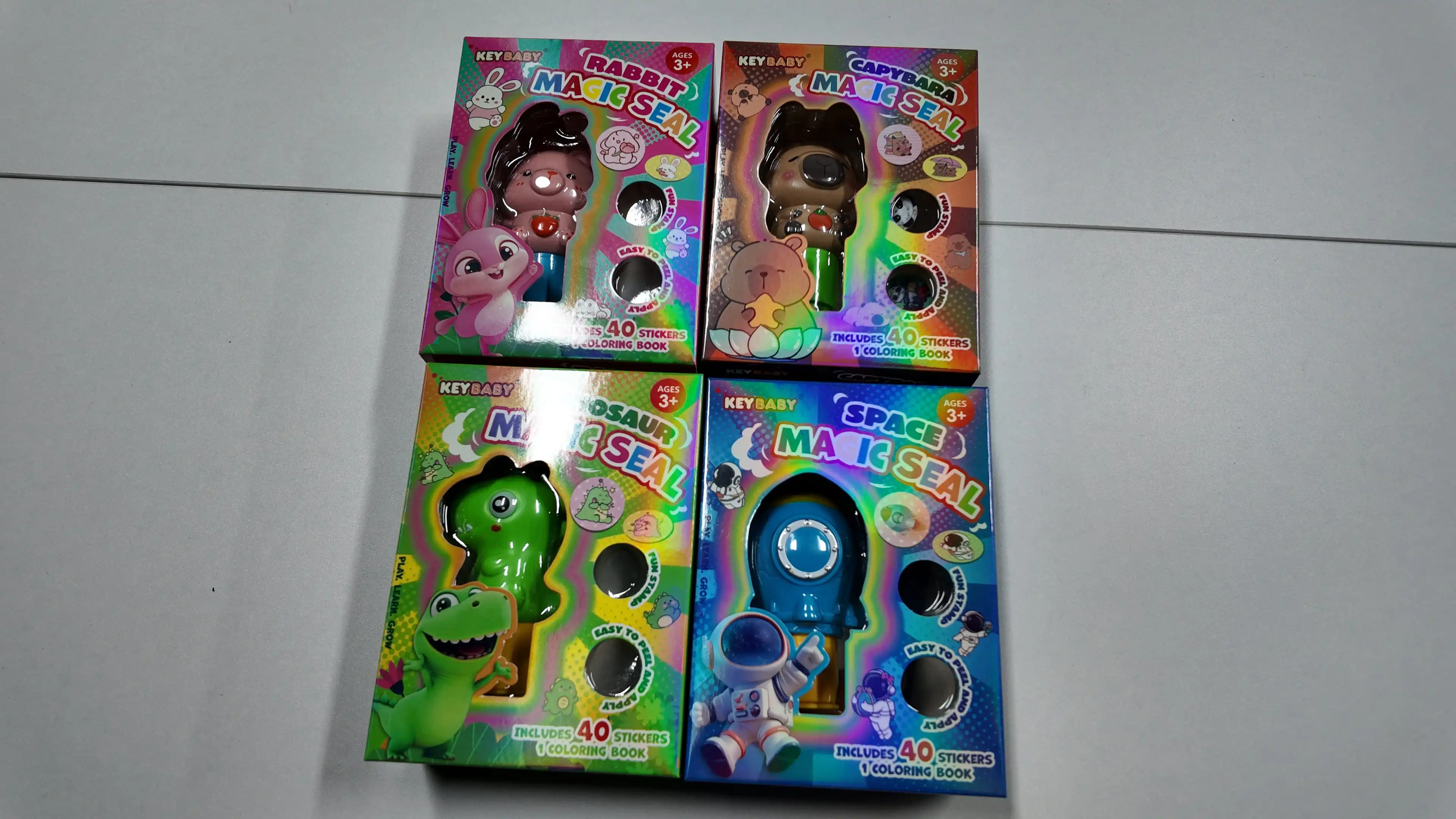 product custom keybaby cute design kawaii capybara seal stamp stationery waterproof sticker toys set with color box-8