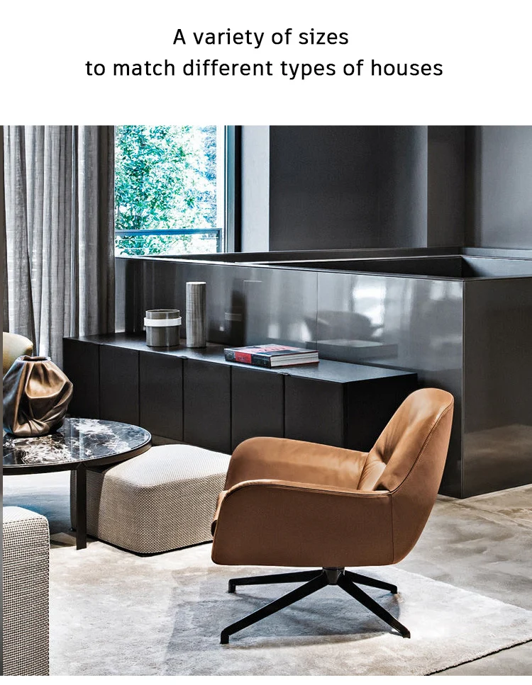 Office Modern Home Leather Ottoman Unique Shaped New Furniture Live Room Leisure High-End Sofa Leisure Chair manufacture