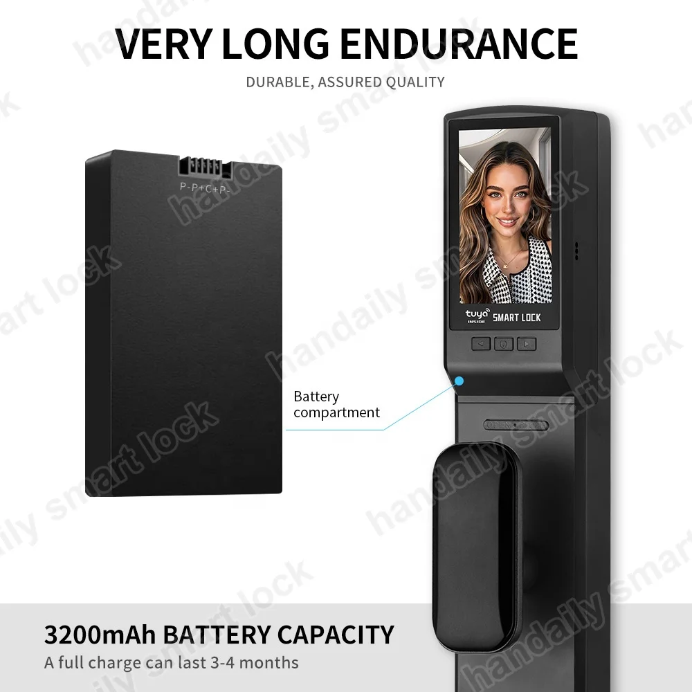 Elektronikong Digital na Biometric na Fingerprint Lock na may Wifi, Tuya Keyless na Door Lock na may 3D Face Recognition Access, Smart Door Lock K36