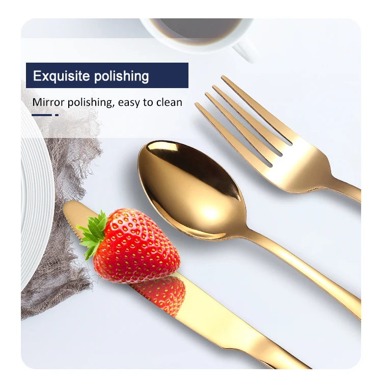 Wedding 18/10 Stainless Steel Gold Cutlery Set Spoon Fork And Knife