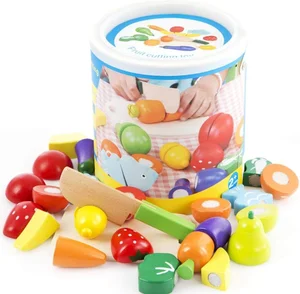 Hot Sale Wooden Kitchen Toy Set Cutting Cooking Food Toy Set Magnetic Wood Vegetable Fruit Toy Pretend to Play Kitchen Kit Gift