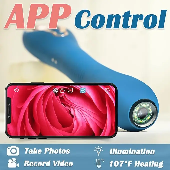 G Spot Vibrator Dildo with Heating Endoscope Vibrator App Control for Clitoral G-spot Anal Stimulation with Wireless HD Camera