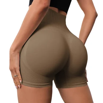 Custom Women Sports Comfortable Seamless Scrunch Butt Lifting Shorts Quick Drying Breathable Yoga Plain Shorts