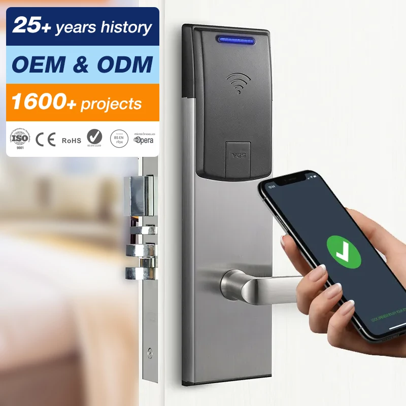 Ygs Modern Hotel Tcp Ip Rfid Key Card Reader Entry Smart Wireless Electric Door Lock Rfid Access Control Hotel Lock With System