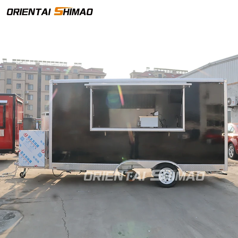 Customized Square Shape Food Trailers and Food Trucks With Commercial Kitchen Equipment