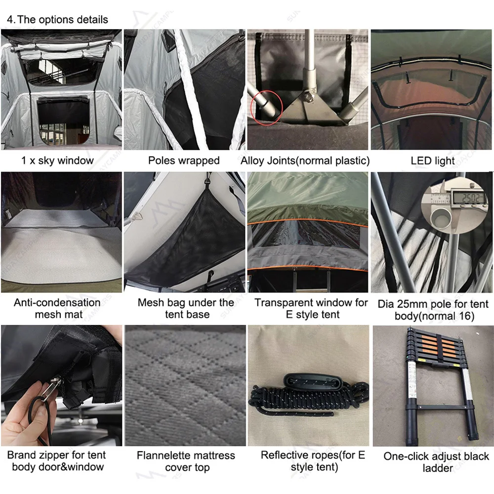 Sunday Campers RTT Supplier 4WD Roof Top Tent Prime Tech Car Roof Tent for Sale