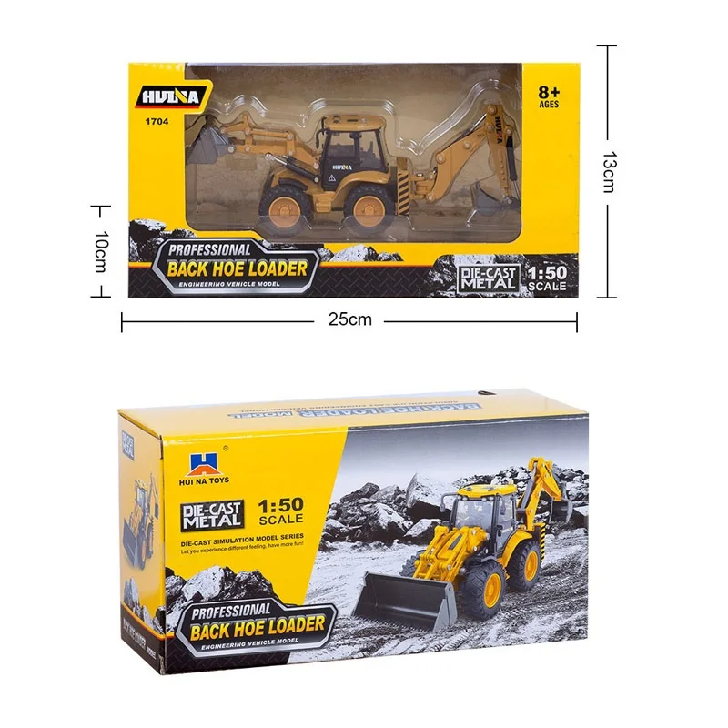Mini Diecast Two Way Loader Model Truck Huina 1704 1/50 Alloy Metal Static Excavator Forklift Engineering Vehicle Toys