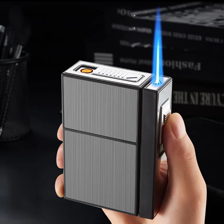 Portable rechargeable cigarette case USB cigarette lighter straight into 20 cigarette cases
