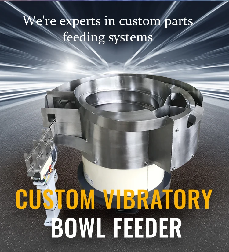 Custom Vibration Bowl Feeder with a Bulk Conveyor Hopper for Caps