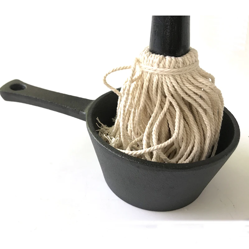  Cast Iron Sauce Pot and BBQ Mop Brush Set for Grilling