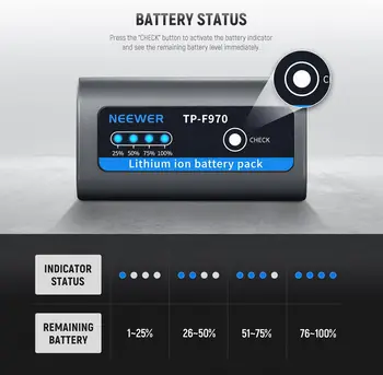 Neewer 10500mAh NP-F970 Replacement Battery, 4.8Hrs Full Charge Time, 20W PD Fast Charging USB C Cable, Rechargeable Camera detail image