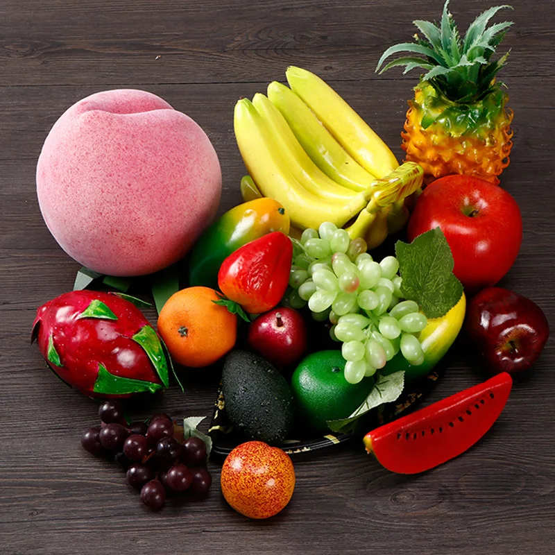 L06 Lifelike Plastic Pitaya Pear Realistic Fruits Vegetables Decor Simulated Artificial Fruits for Table Cabinet Display