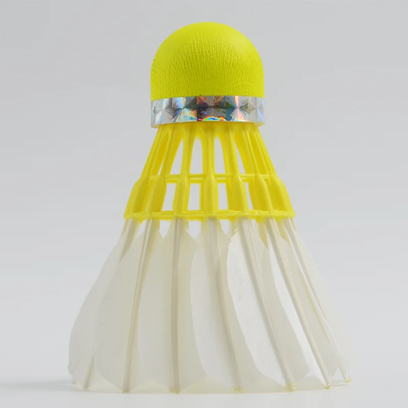 High Durability 3in1 Fluorescent Yellow Badminton Shuttle Cork Professional Training Goose Feather Based