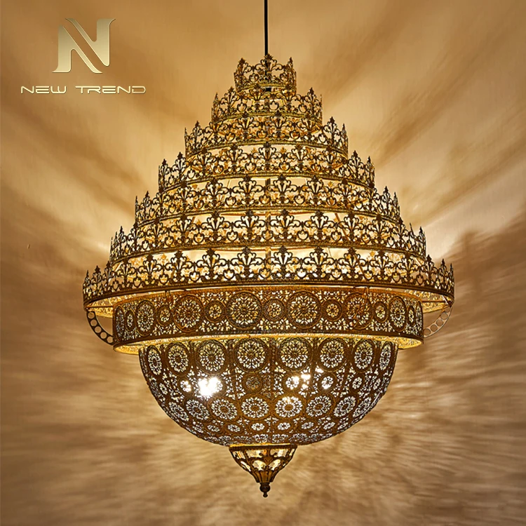 CPL-177 Antique Style Indoor Decoration Hanging Temple Villa Church Metal Iron LED Chandelier Pendant Light