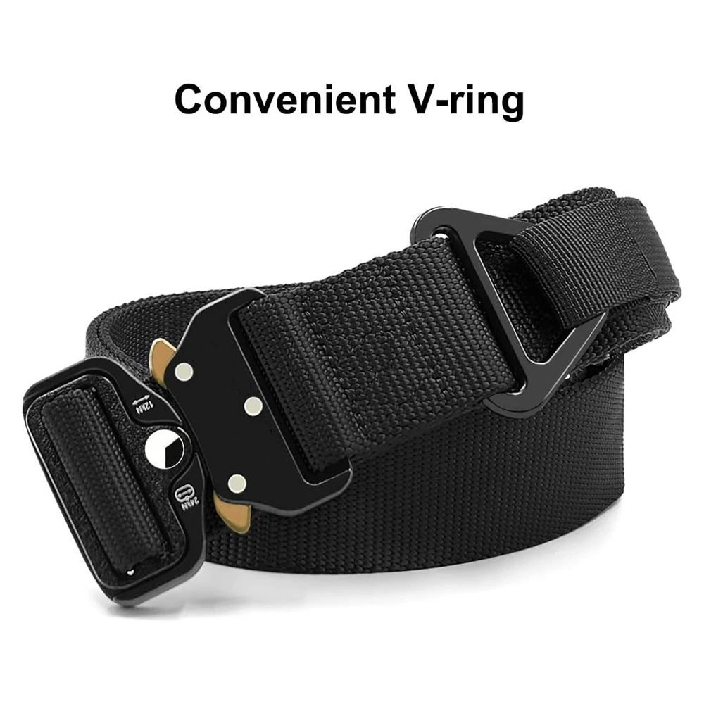 Fashionable Training Durable Men Nylon Webbing Utility Belt with V-ring Heavy Duty Quick-Release Buckle Tactical Rigger Belt