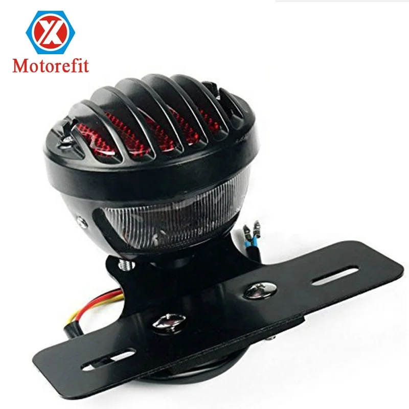 RTS черный круглый металлический мотоциклетный круглый задний стоп-сигнал с держателем номерного знака