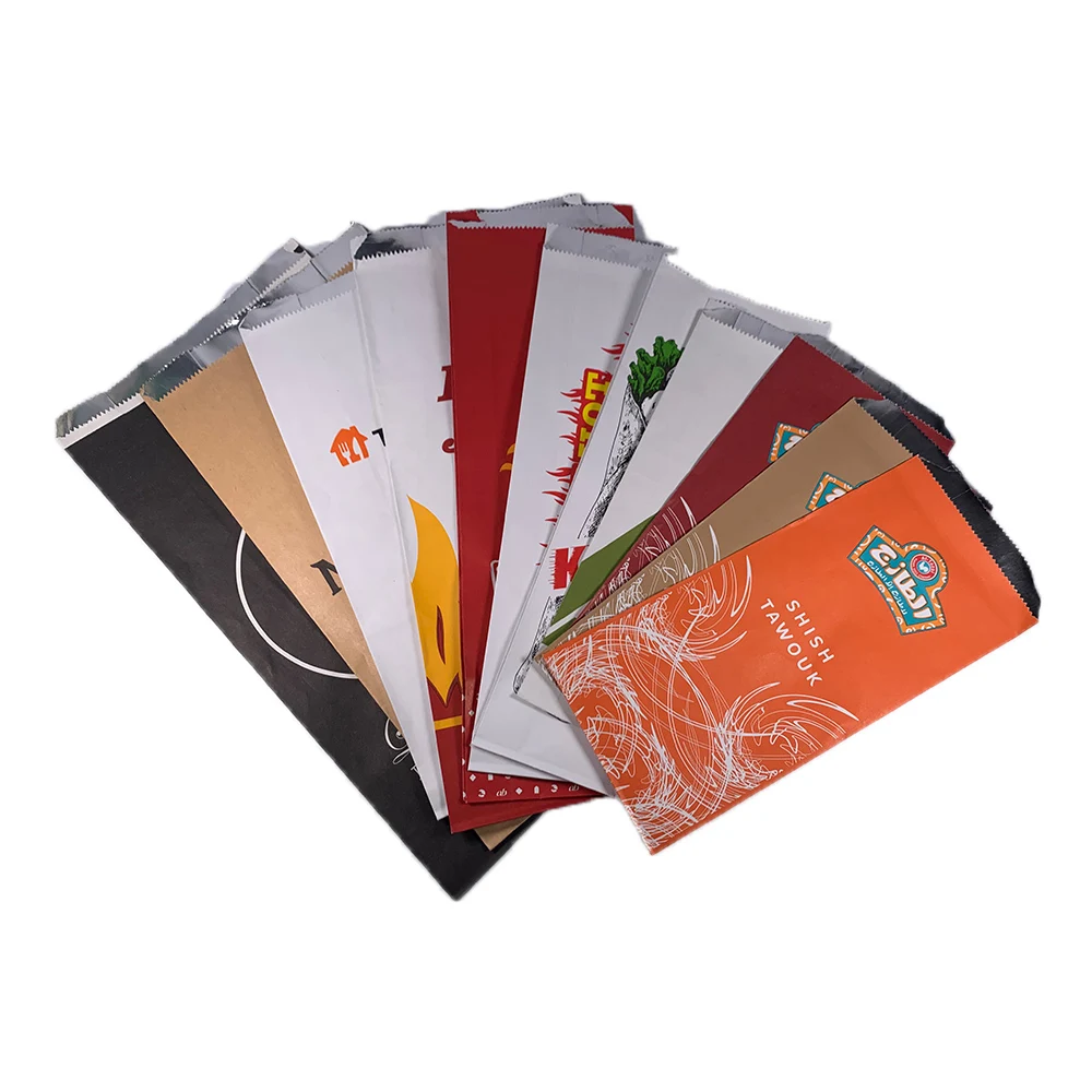 Bolsa de papel de aluminio de fondo plano Bolsas de embalaje De papel Comida para llevar