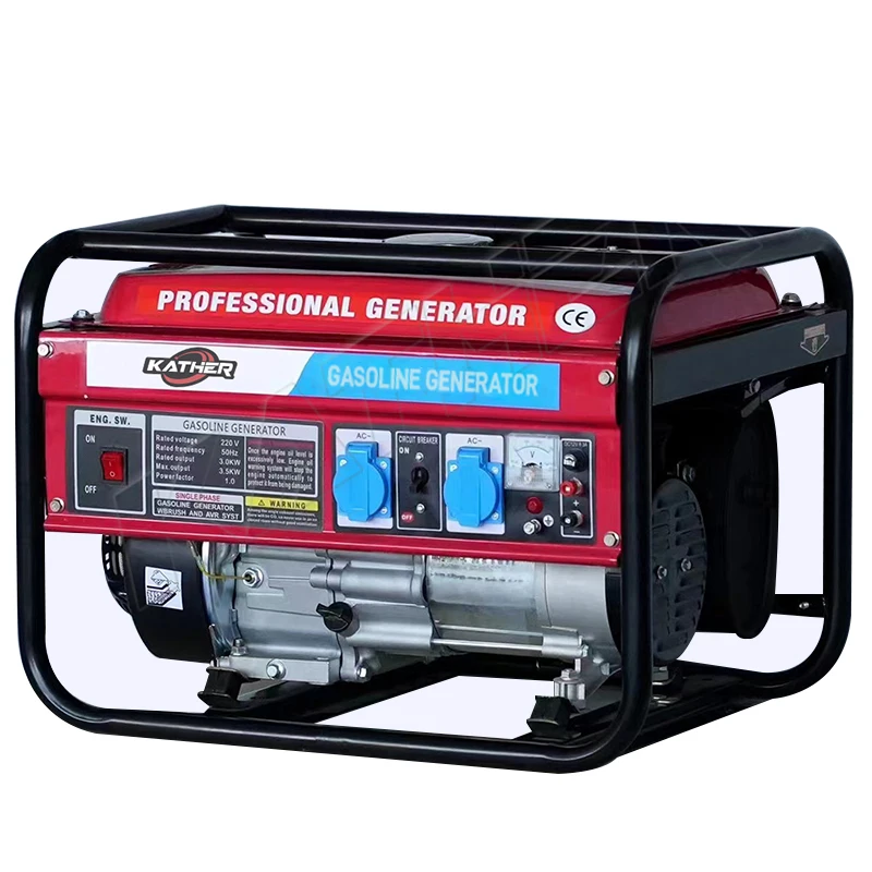 KATHER Control Profesional de Arranque Automático 1/3 Fase 5kw 7,5 Kw 230v 380v 7,5 Kva Silencioso 8500w Generador de Gasolina de Marco Abierto