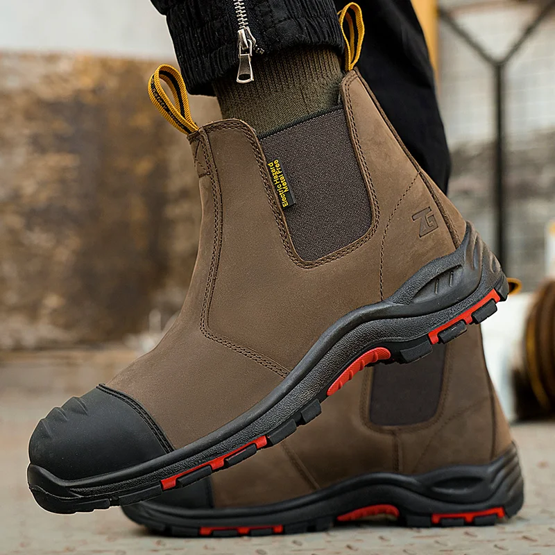 Chelsea Brown Work Boots - Dark Brown Safety Boots with Composite