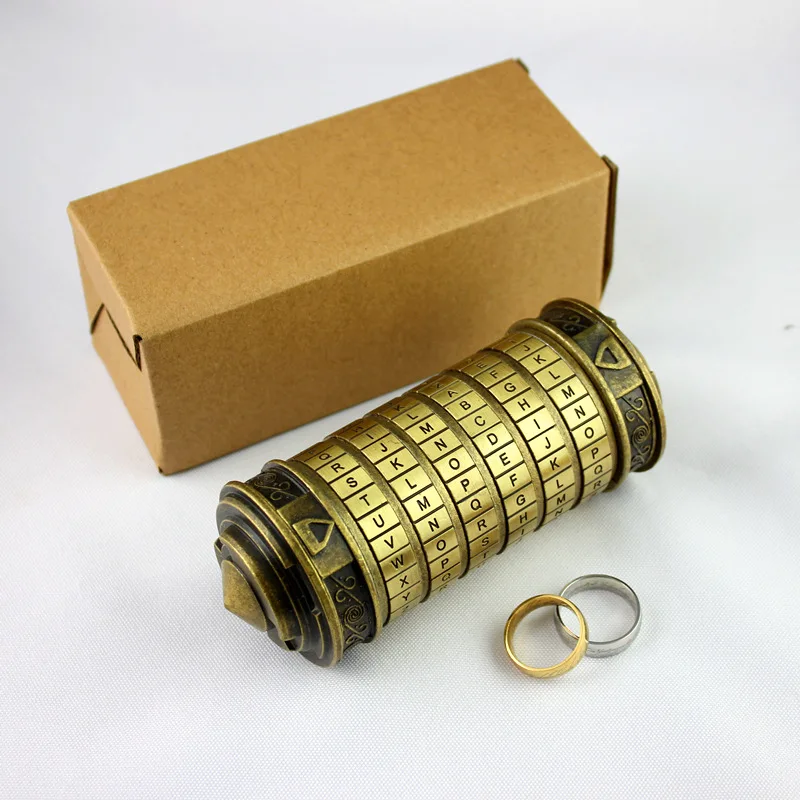 Da Vinci Code Mini Cipher Lock Puzzle Box Romantic Birthday Anniversary Gift Girlfriend Hidden Compartment Door Use Valentine's