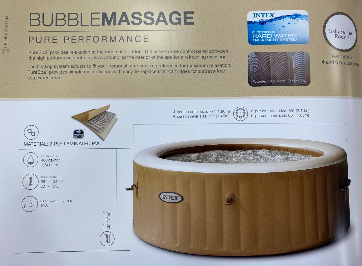 INTEX 28426 Size 196x71cm 4-6 Person Bubble Massage Purespa Pool Inflatable  Hot Tub Spa Swimming Pool for Sales